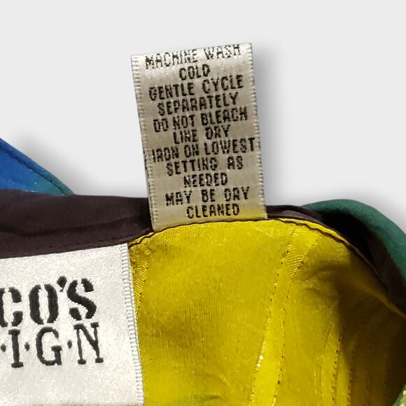 Chico's Design Silk Metallic Sheer Rainbow Stripe Button Up Blouse Sz 0=Sm Artsy - Picture 10 of 14